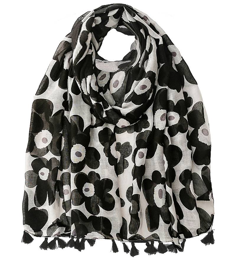 HAT YOU écharpe avec fleurs bicolores Femme blanc