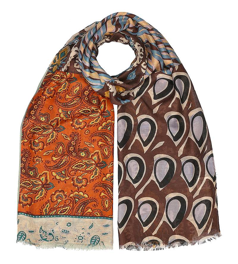 HAT YOU écharpe patchwork multicolore Femme marron