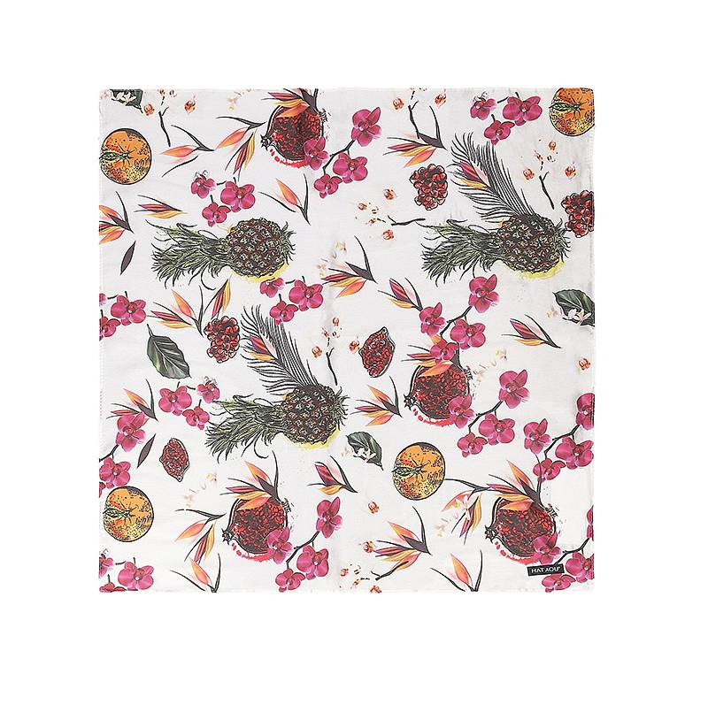 HAT YOU écharpe florale avec fruits Femme blanc