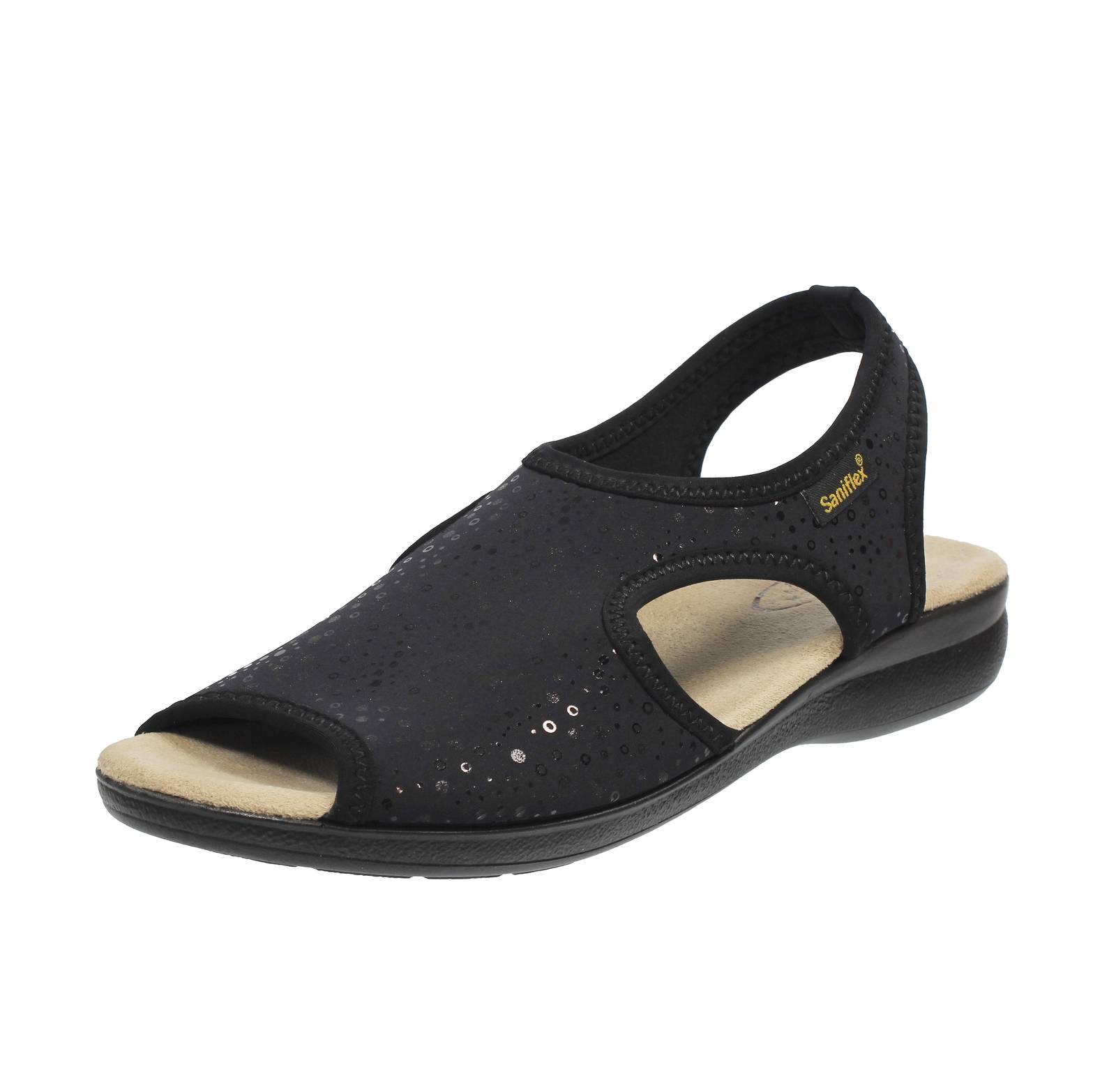 Сандалии Saniflex из эластичного материала Tessuto Nero - Фасция Донны Скарпе Чиабатте 8190₽