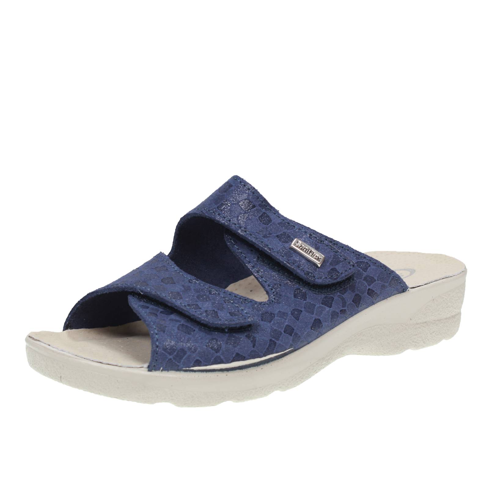 Saniflex Sanitrpantoffeln Leder blau - Damen Schuhe Pantoffeln 6390₽