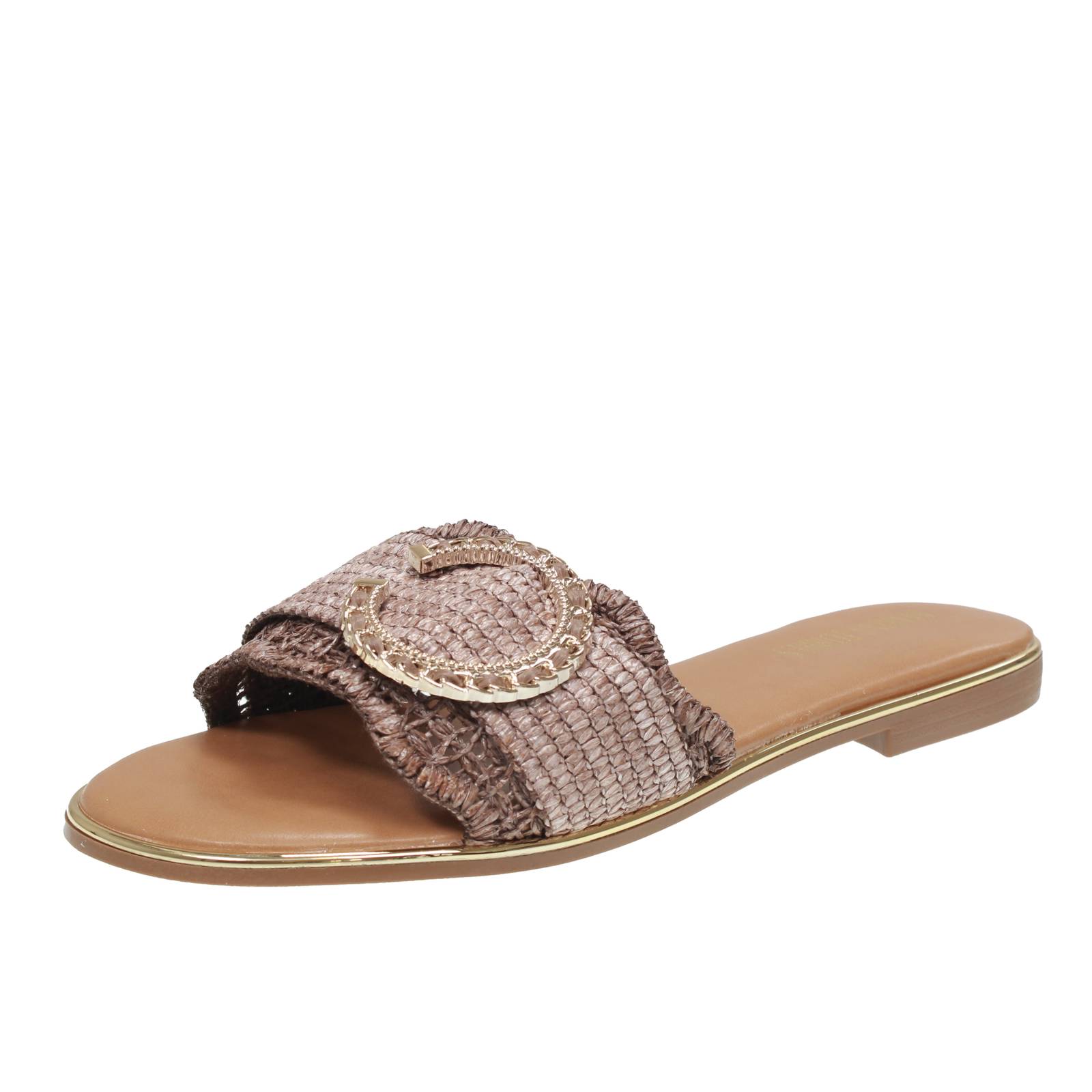 Marina Torres Hausschuhe mit braunem Band - Damenschuhe Pantoffeln