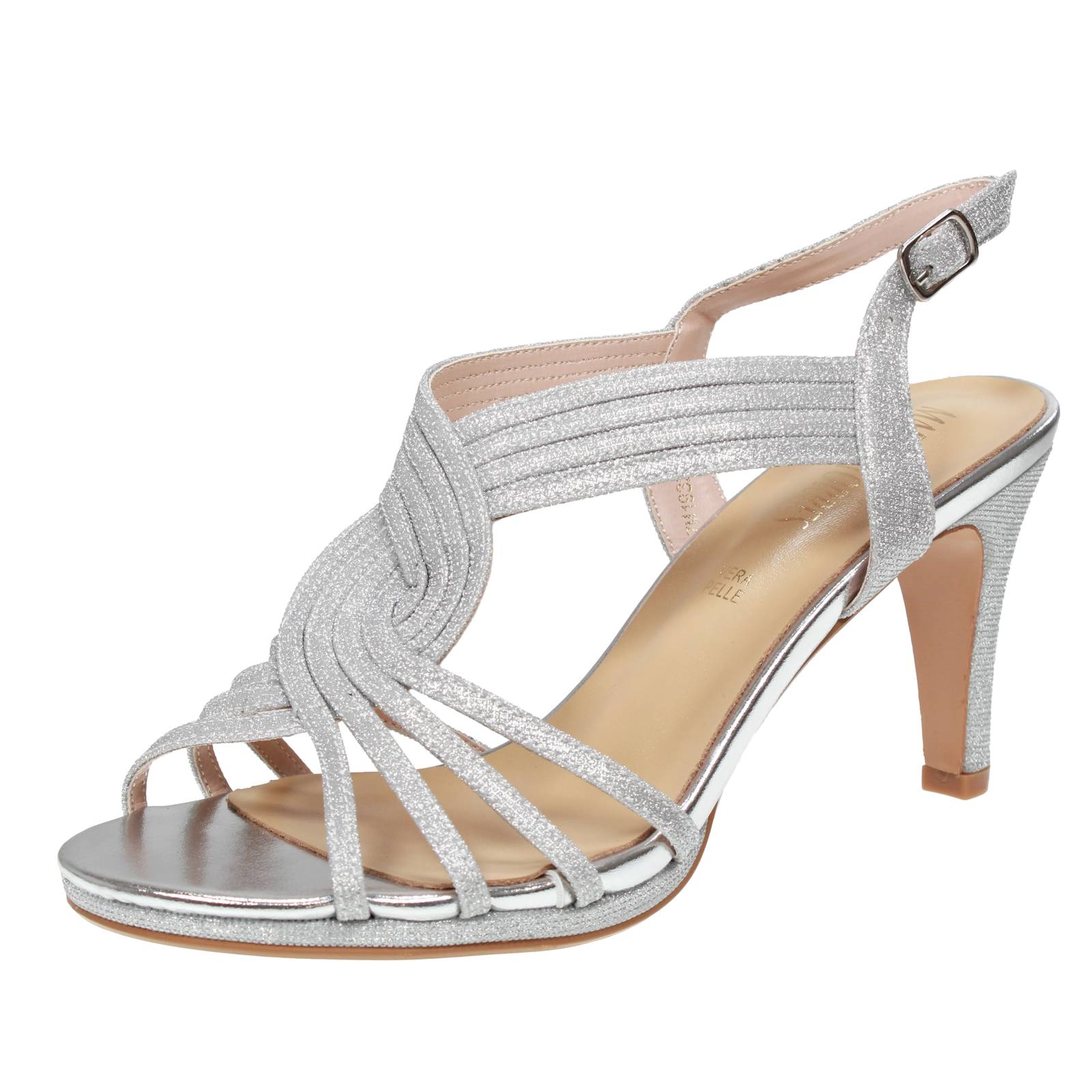 Marina Torres Sandalen mit Absatz und Riemchen Silber - Damen Schuhe Sandalen Absatz