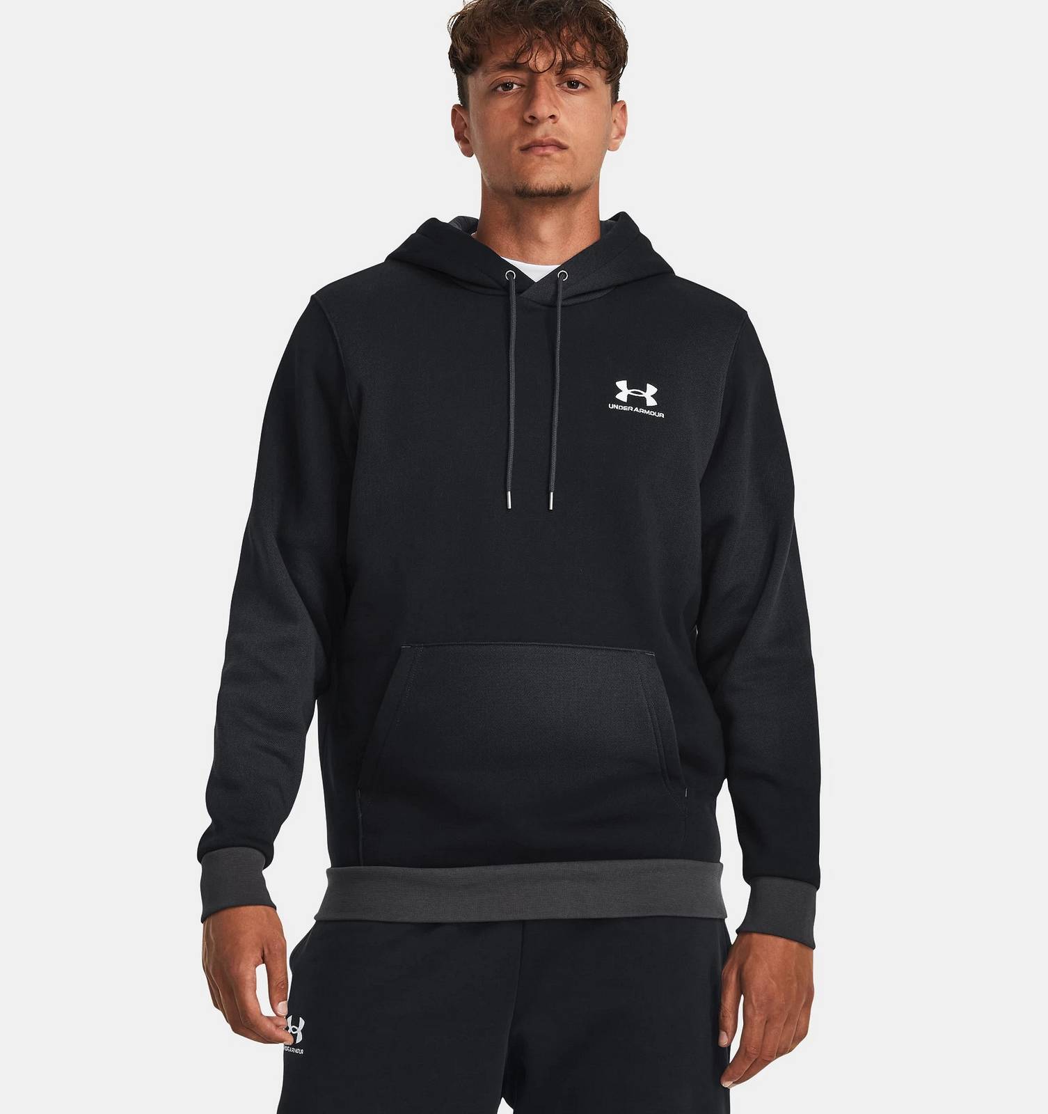 UNDER ARMOUR Essential Fleece - Felpa con Cappuccio Uomo nero Foto 2
