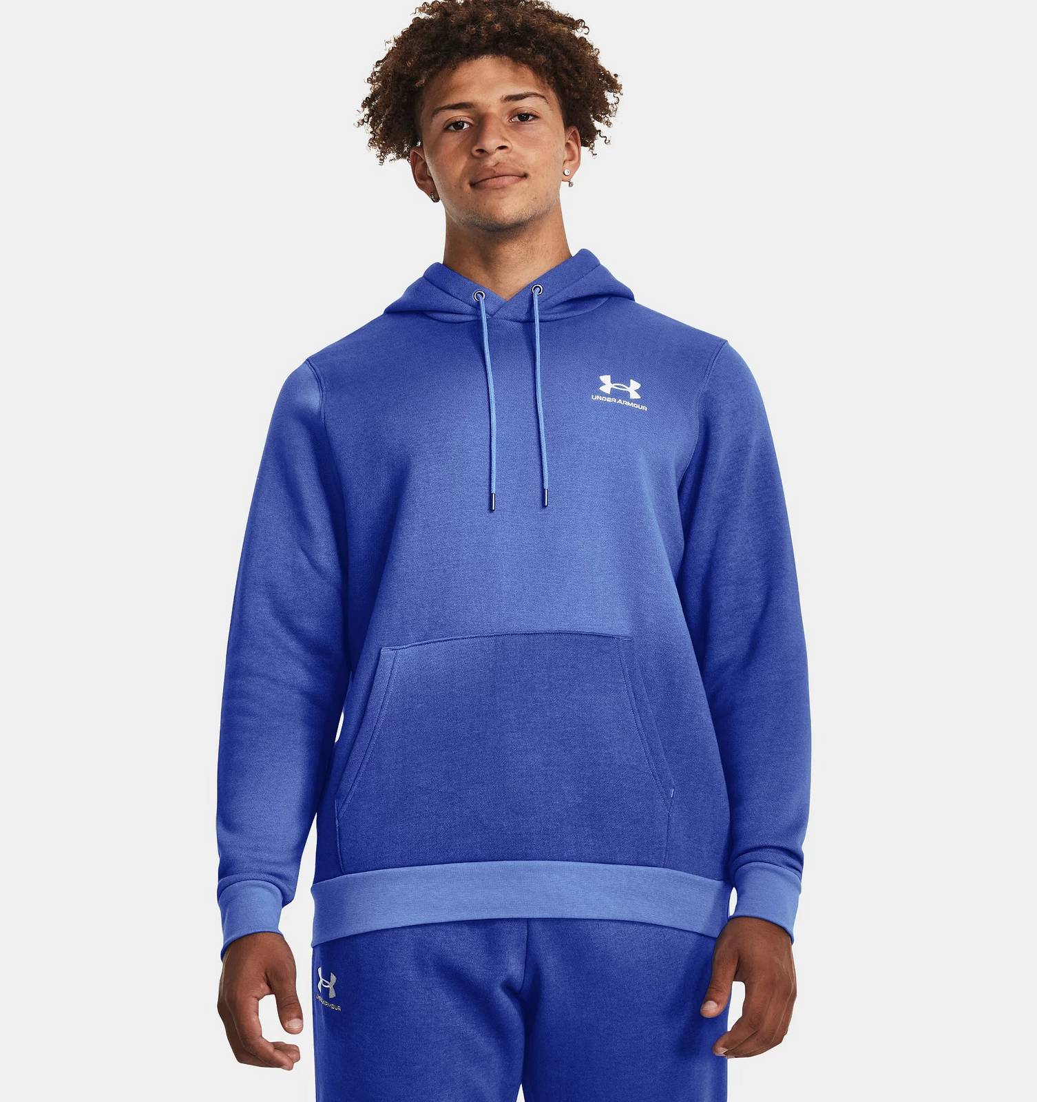 UNDER ARMOUR Essential Fleece - Felpa con Cappuccio Uomo blu Foto 2