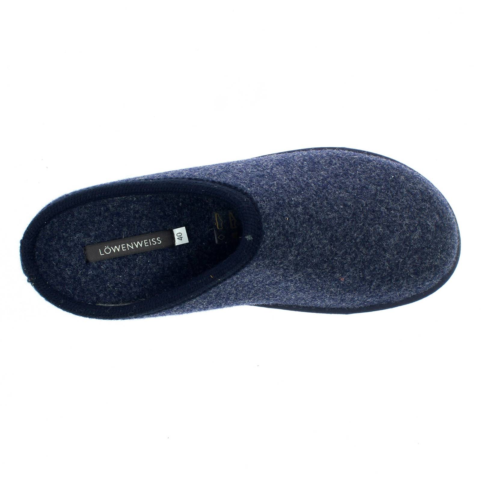 LOWENWEISS Diva - Warme Winterpantoffeln aus gekochter Wolle Damen blau Foto 4
