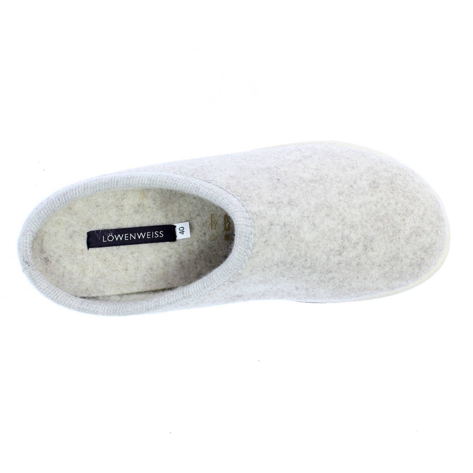 LOWENWEISS Diva - Warme Winterpantoffeln aus gekochter Wolle Damen beige Foto 5