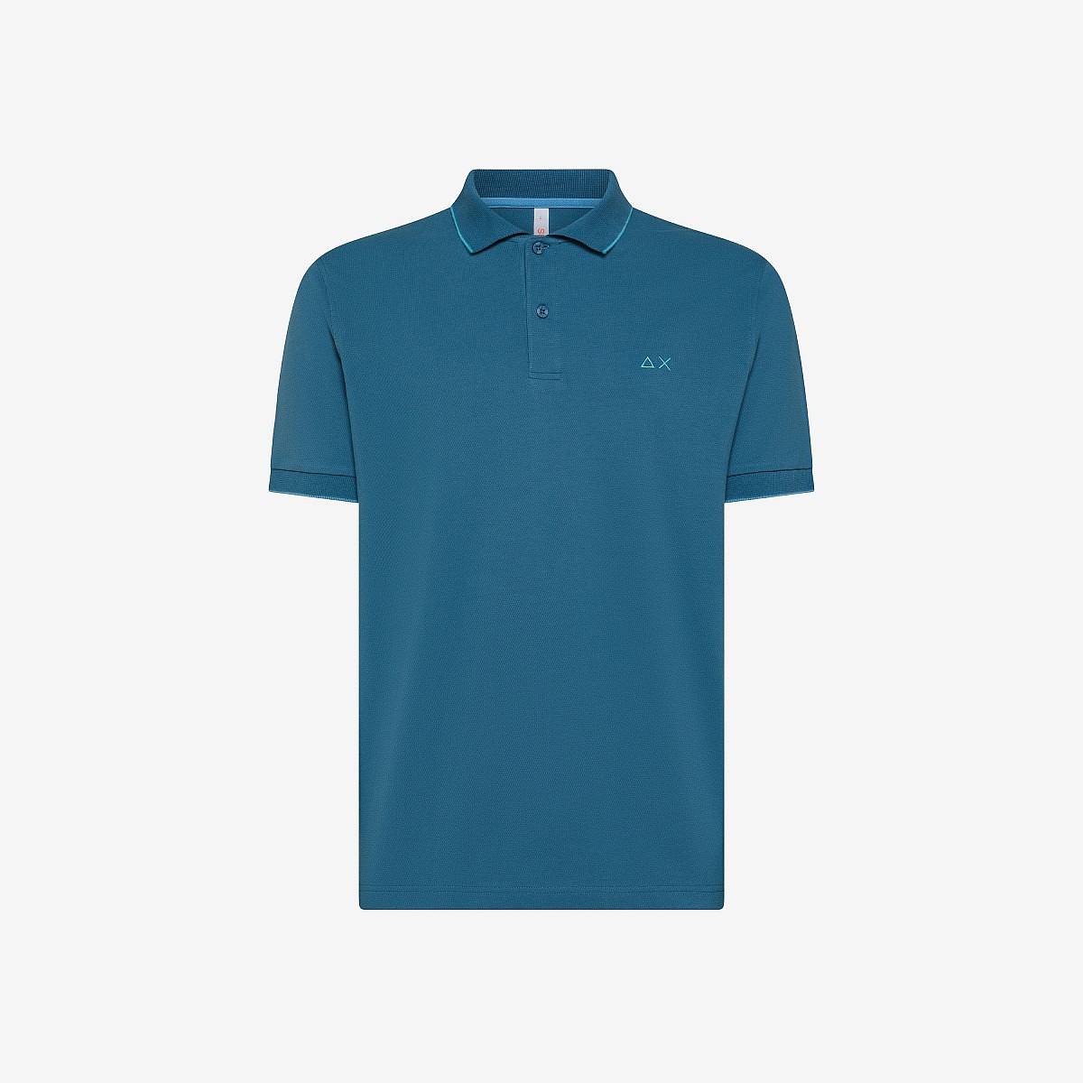 Sun 68 Poloshirt Small Stripes On Collar blau - Gre XL Herrenbekleidung Poloshirt 15490₽
