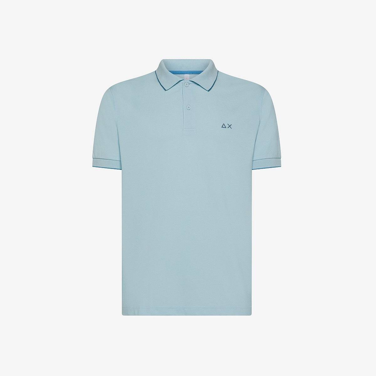 SUN 68 polo small stripes on collar Man light blue