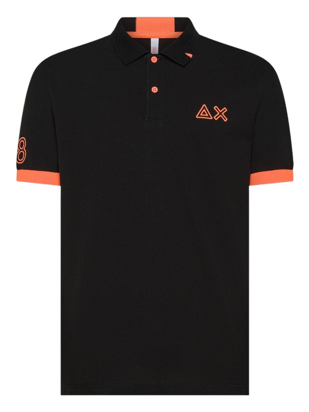 SUN 68 polo big logo fluo Man black