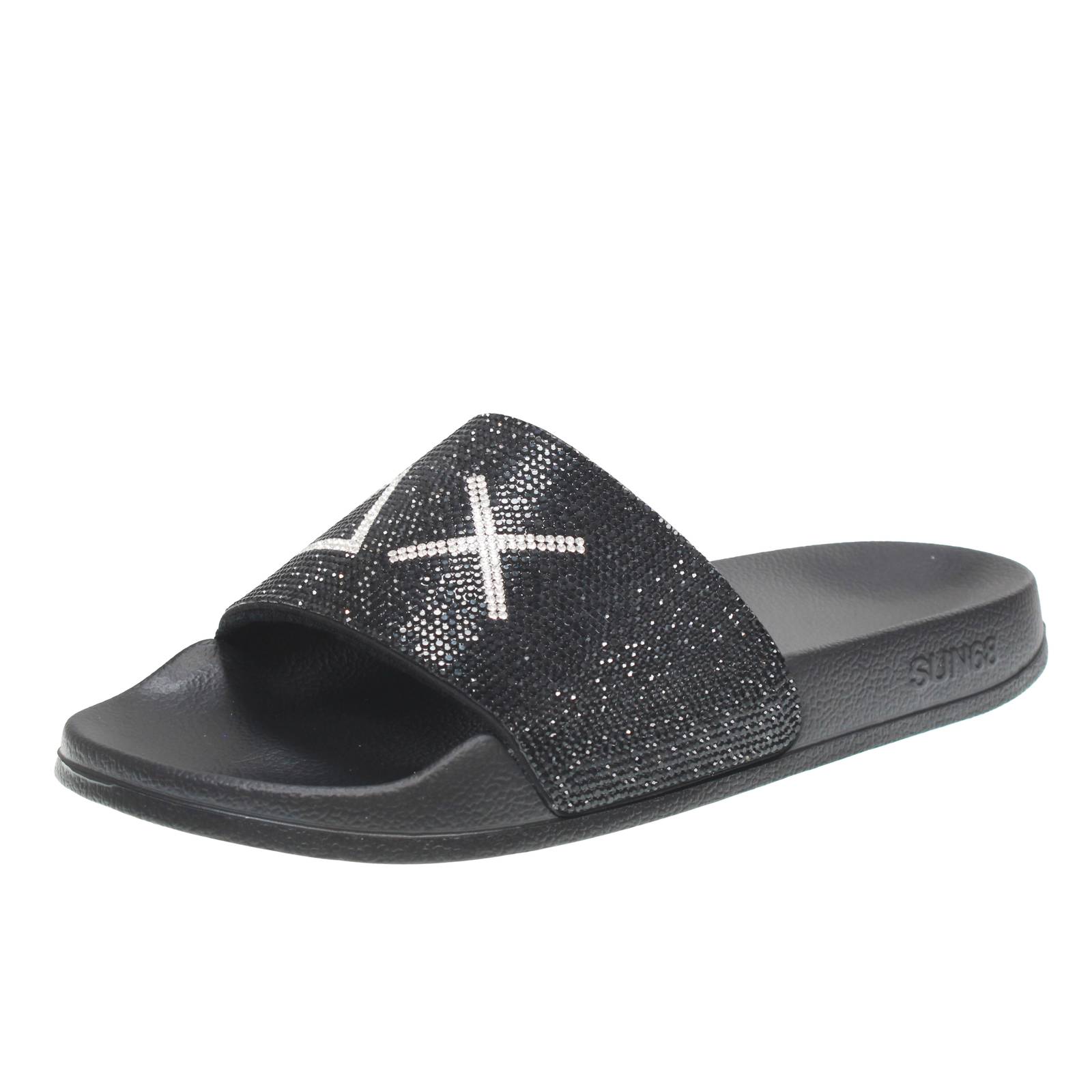 SUN 68 Pantoffel Strass Logo Damen schwarz