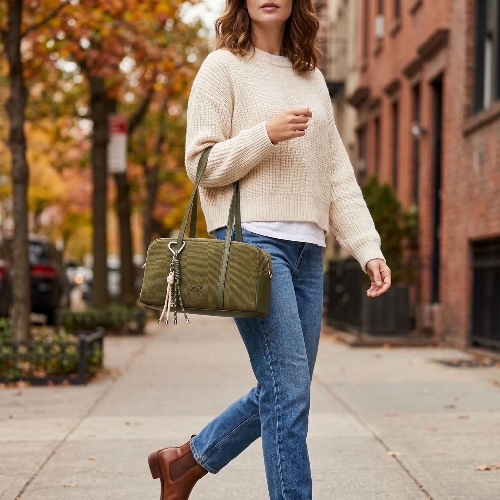 SUN 68 corduroy case bag Donna verde Foto 2