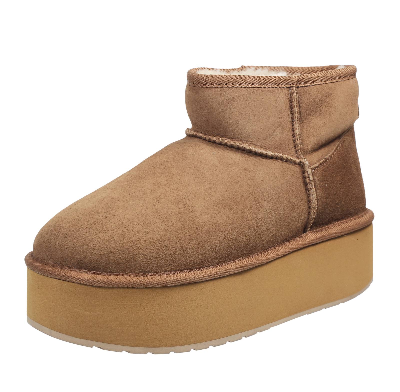 Emu Stinger Micro Flatform - Stivaletti Flatform In Montone Marrone - Donna