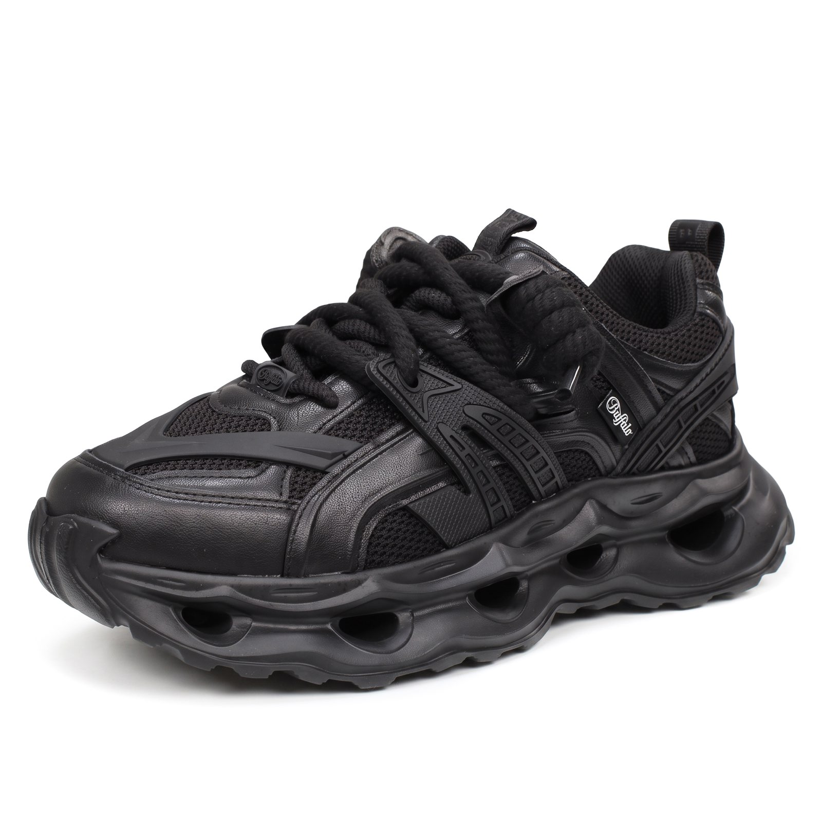 BUFFALO Malaga Lace - Sneakers alte platform Donna nero Foto 1