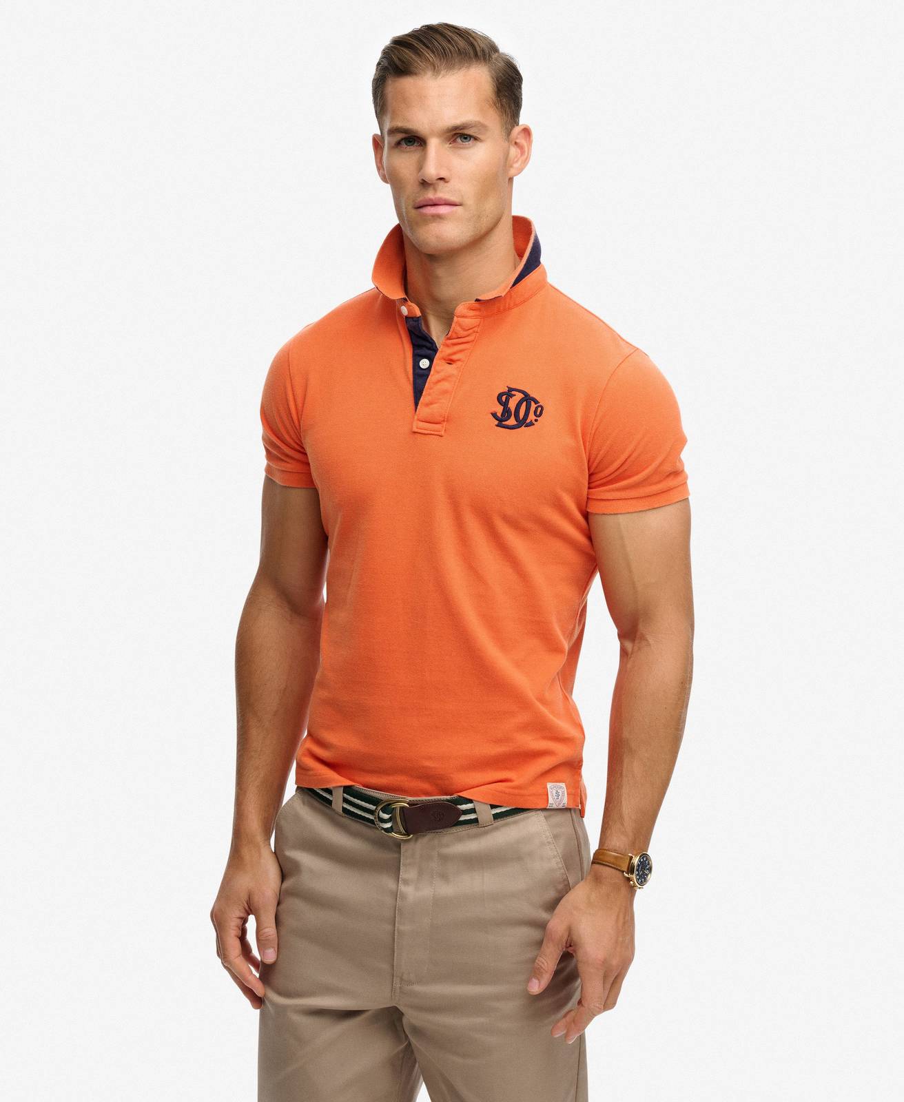 SUPERDRY Monogram Piquet Polo Man orange