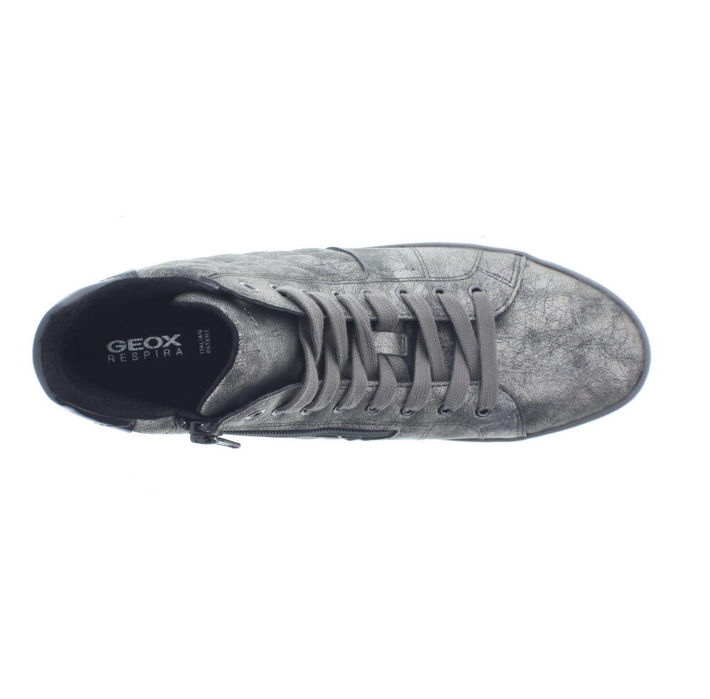 Sneakers Alta Geox Blomiee Donna in Pelle Liscia Grigie - BELLMAX.IT