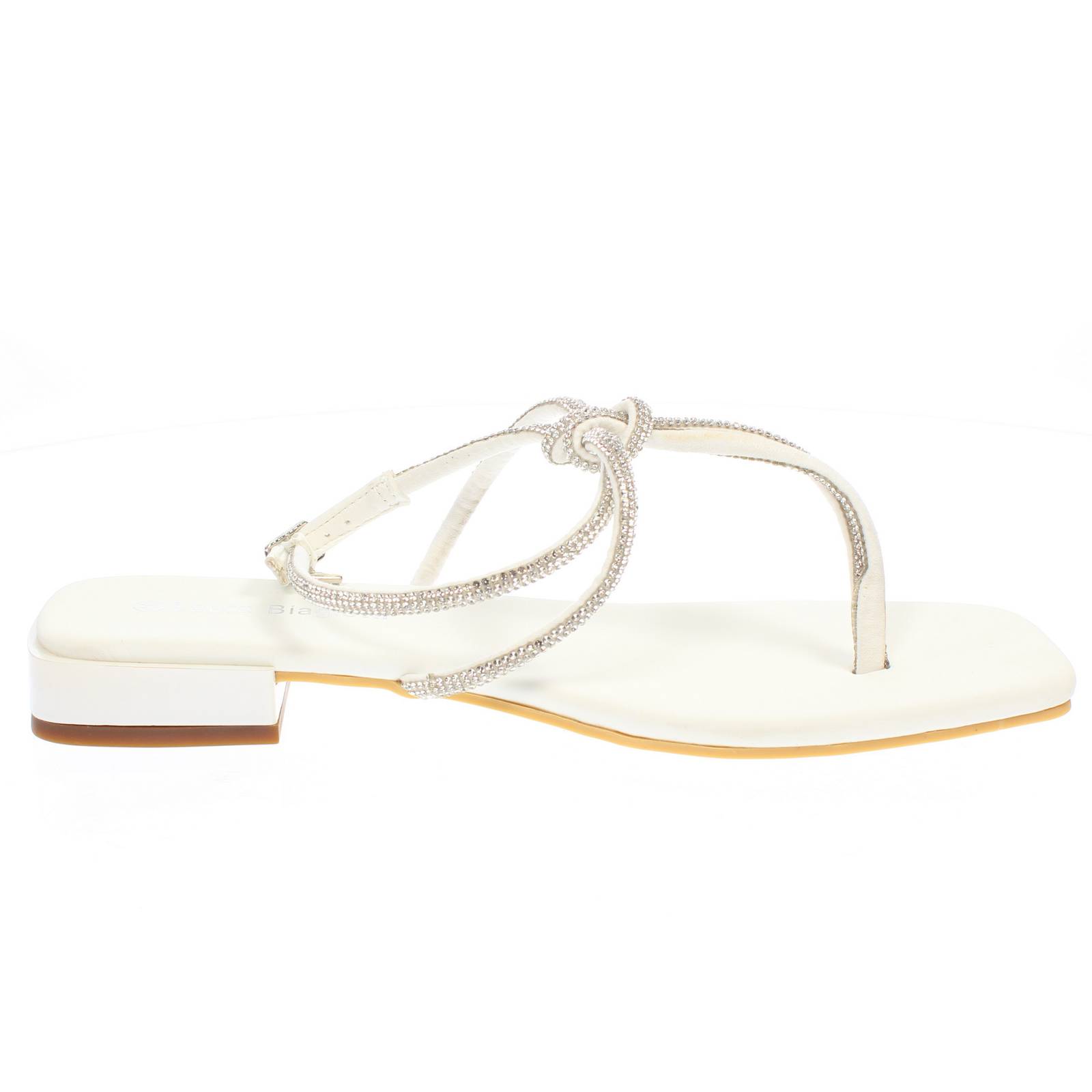 LAURA BIAGIOTTI Flip-Flops aus Stoff mit Strasssteinen Damen weiß Foto 2