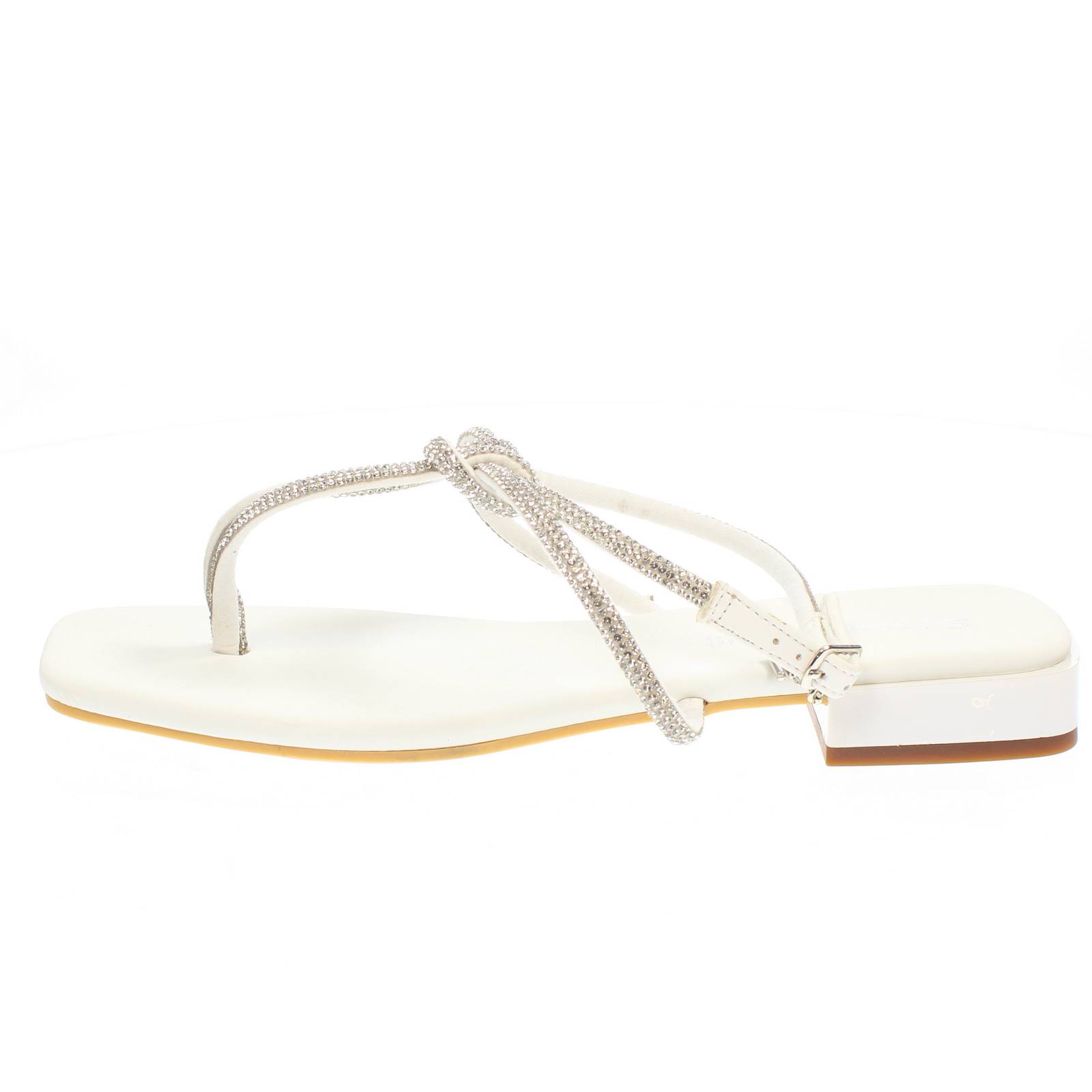 LAURA BIAGIOTTI Flip-Flops aus Stoff mit Strasssteinen Damen weiß Foto 3