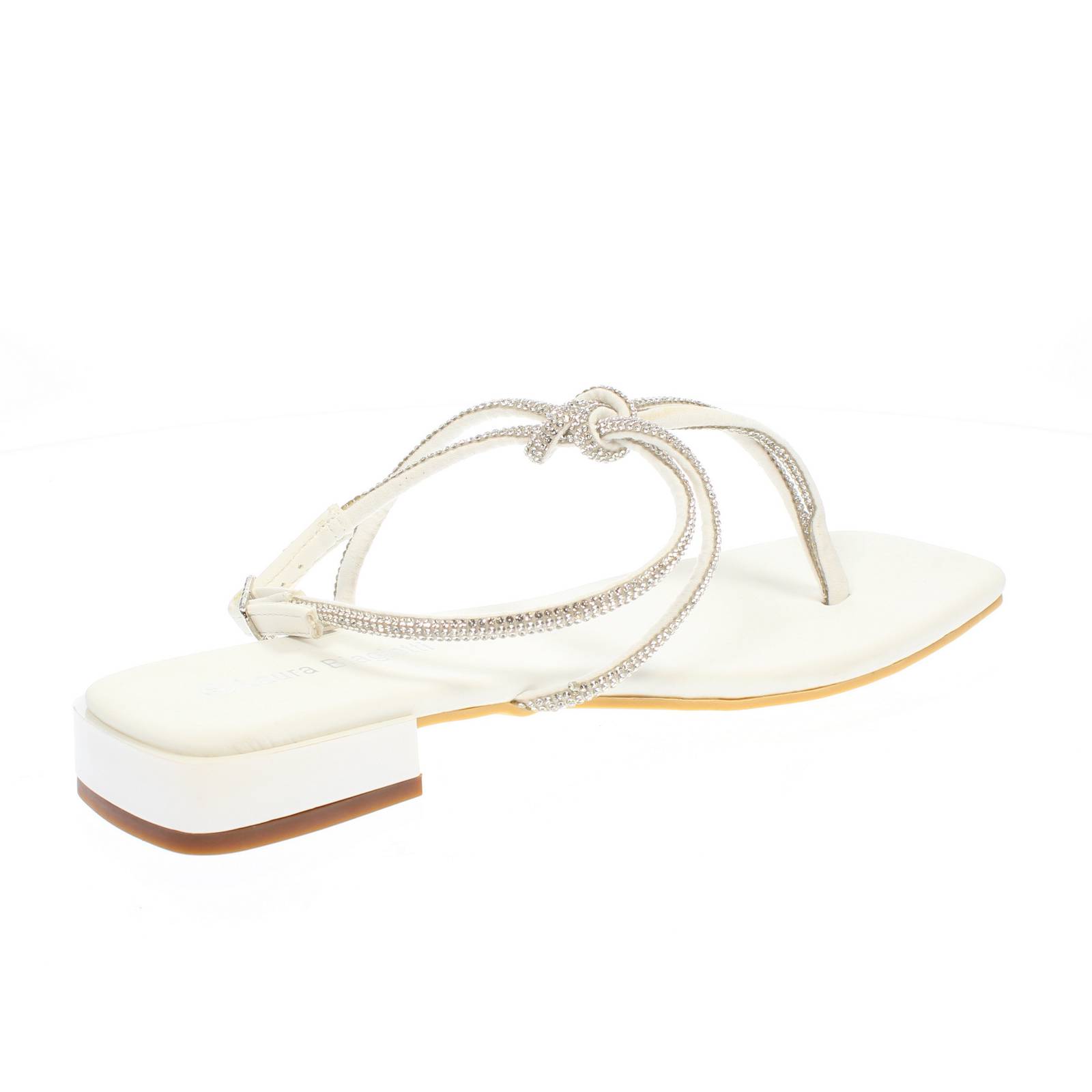 LAURA BIAGIOTTI Flip-Flops aus Stoff mit Strasssteinen Damen weiß Foto 4