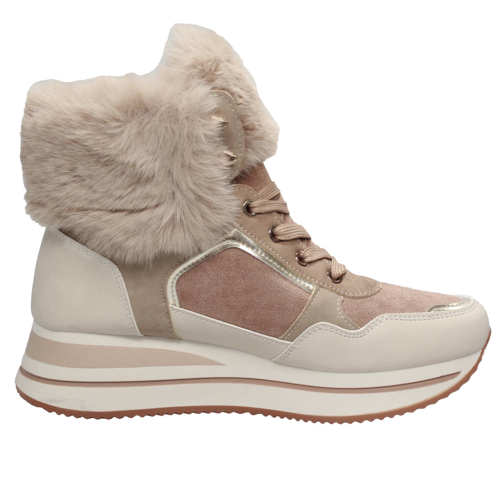LAURA BIAGIOTTI Sneakers alte in tessuto Donna sabbia Foto 2