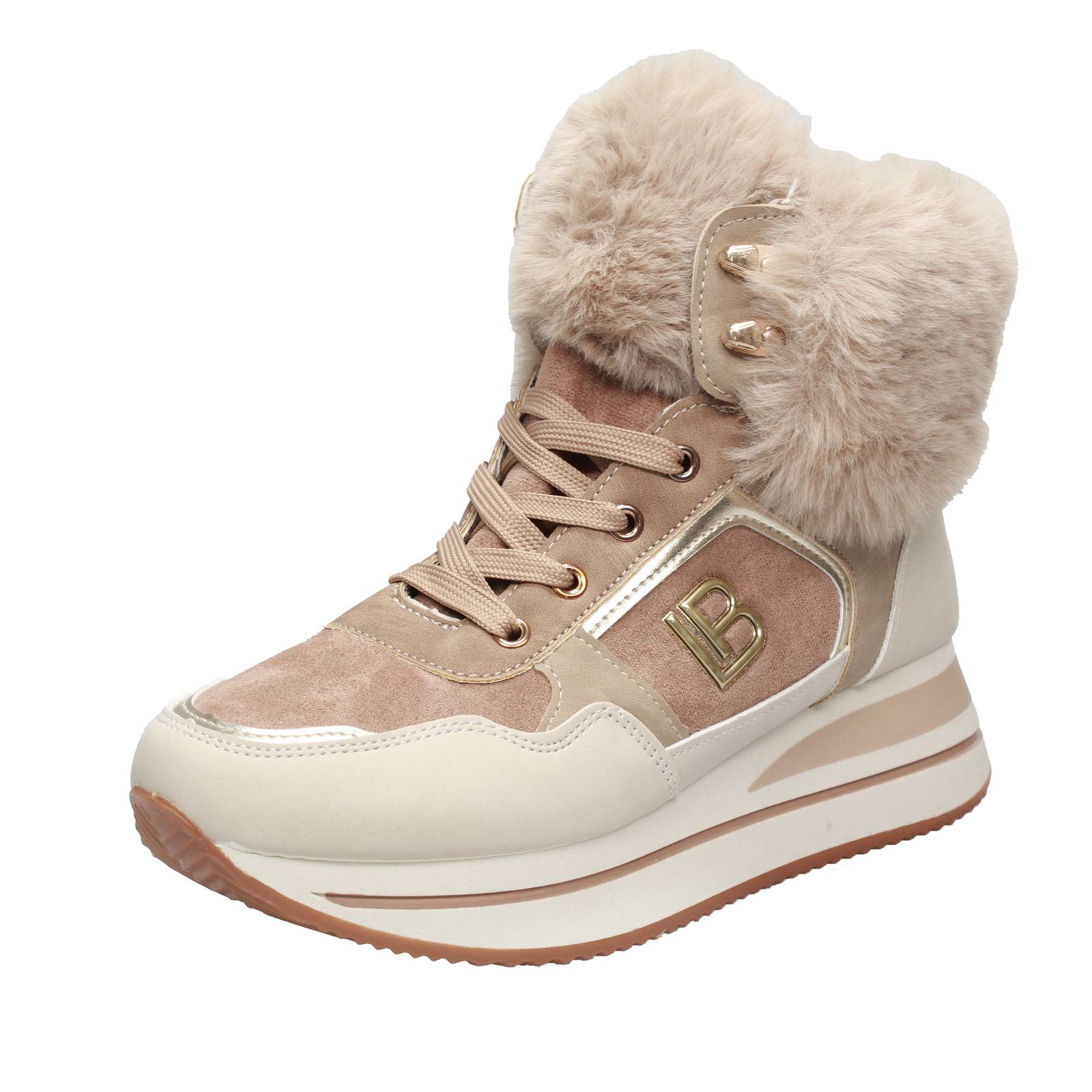 LAURA BIAGIOTTI Sneakers alte in tessuto Donna sabbia