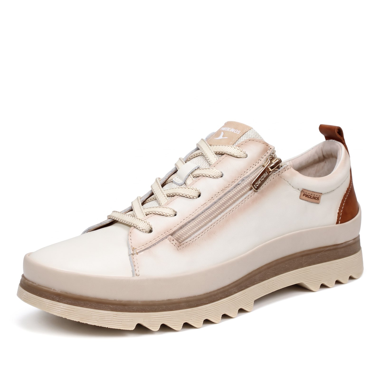 PIKOLINOS Vigo - Sneakers en cuir avec fermeture éclair Femme beige Photo 1