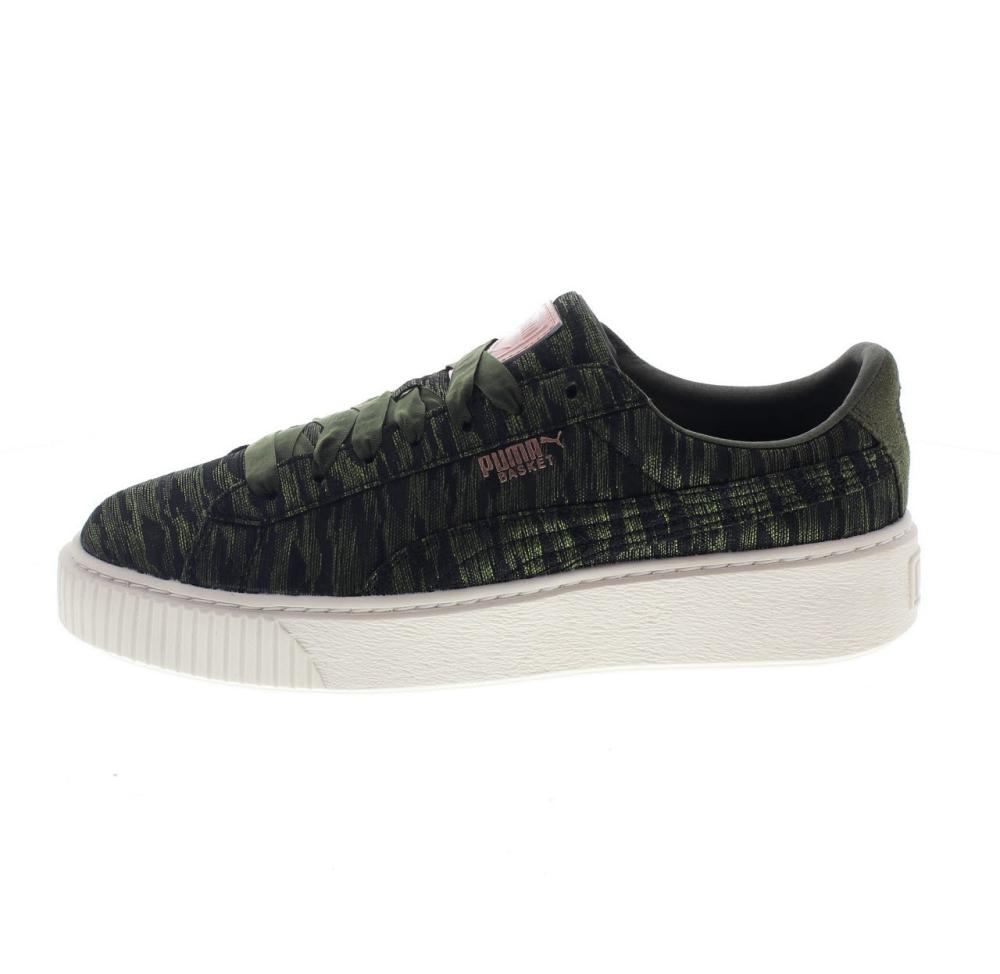 puma basket platform khaki