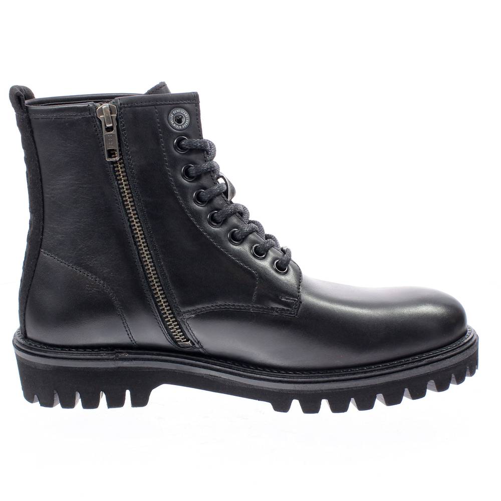 PEPE JEANS Trucker Boot - Anfibi in Pelle con cerniera nero Stivaletti  Stringati Uomo PMS50213