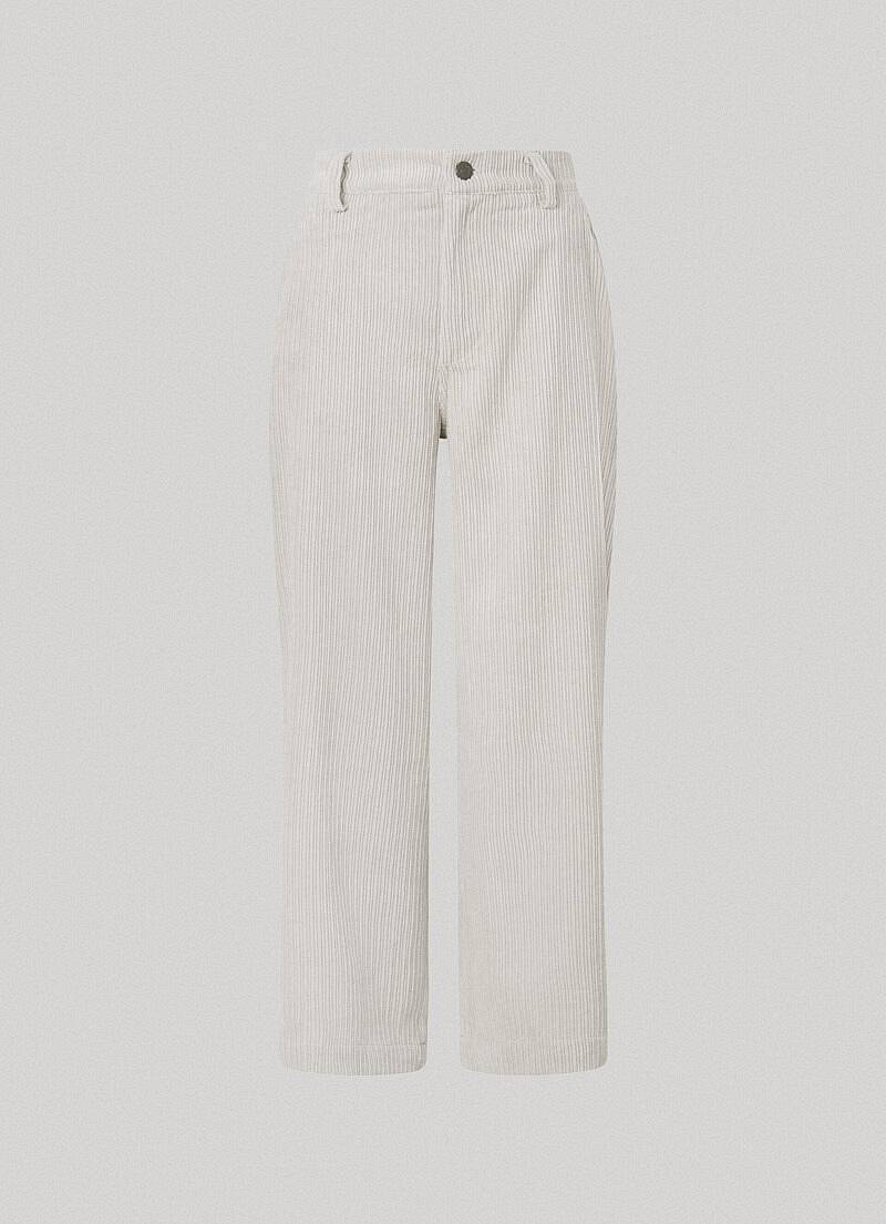 PEPE JEANS Rihanna Pants - Pantalon droit en velours Femme blanc