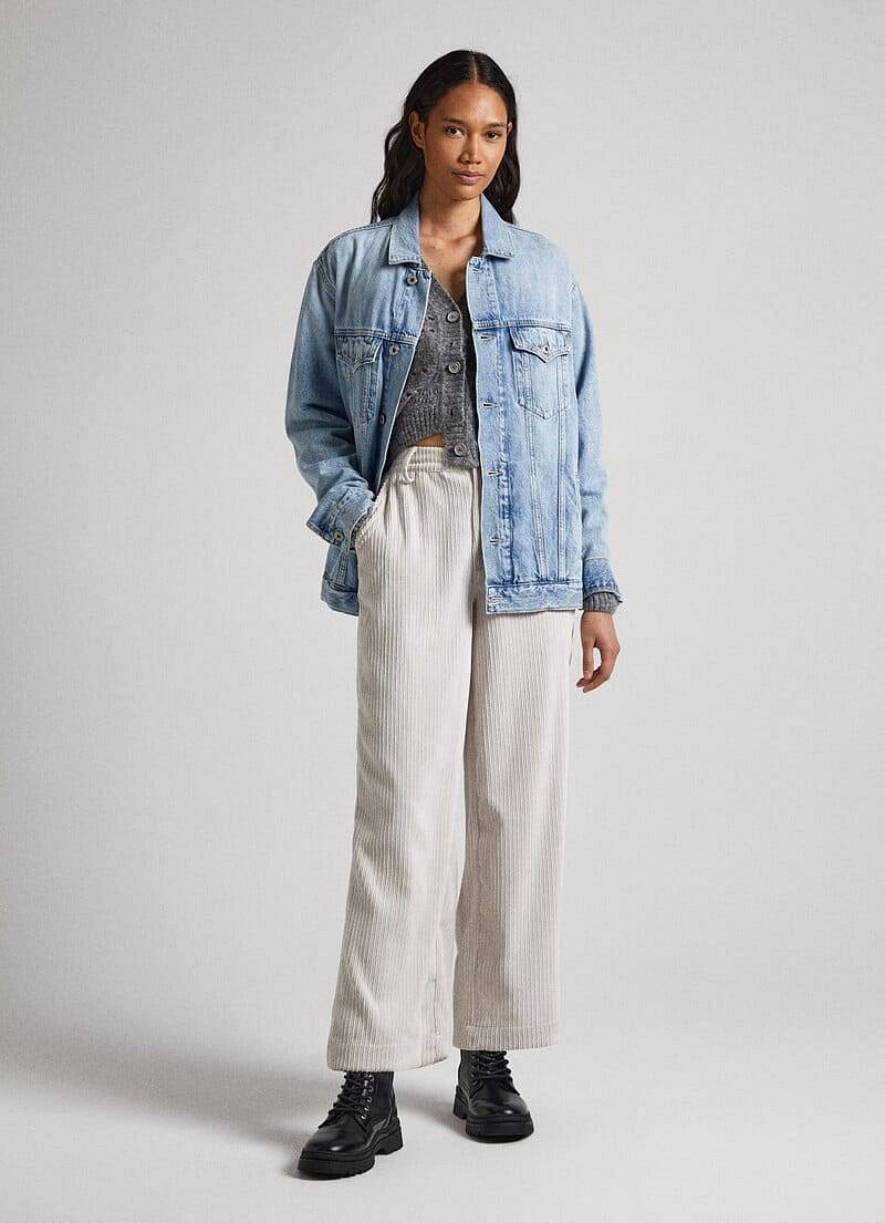 PEPE JEANS Rihanna Pants - Pantalon droit en velours Femme blanc Photo 4