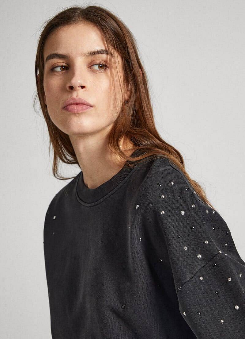 PEPE JEANS Caroline Sweats - Sweat avec perles Femme noir Photo 4