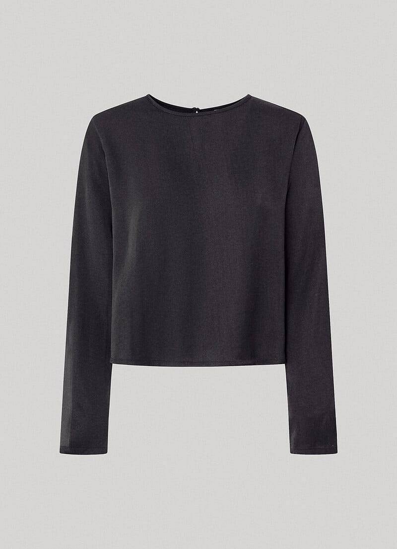 PEPE JEANS Katrina Shirt - Chemisier croisé en satin Femme noir