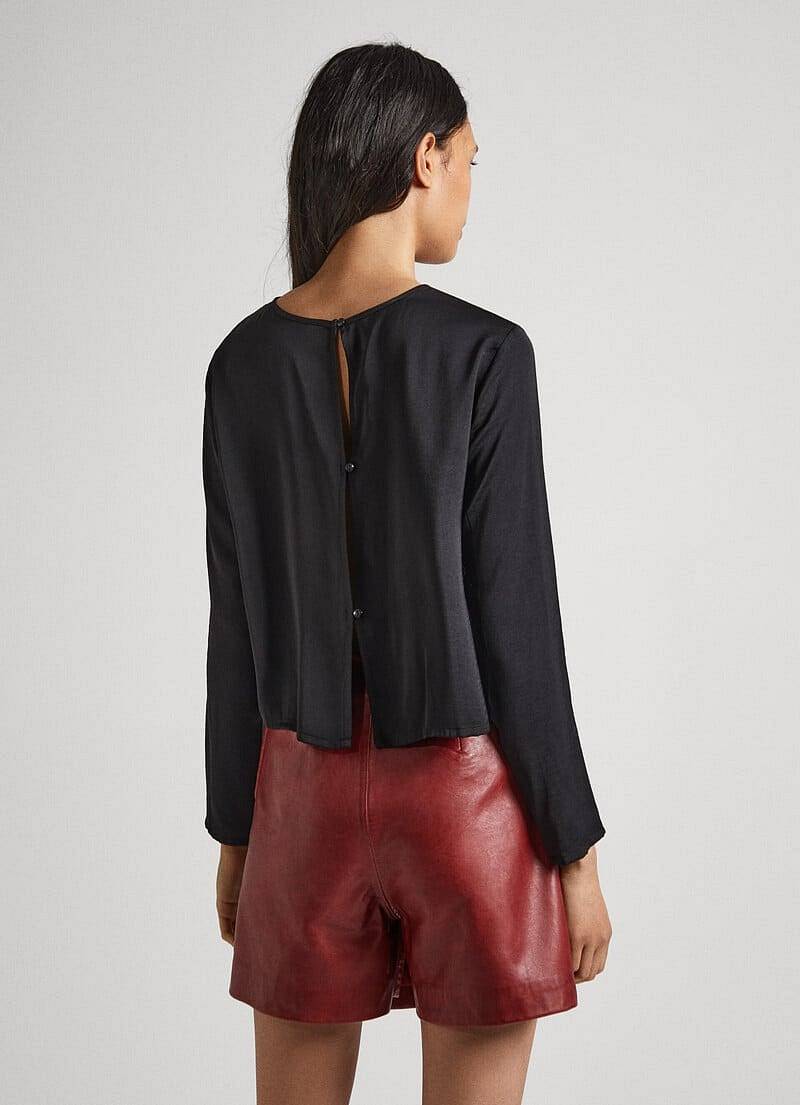PEPE JEANS Katrina Shirt - Chemisier croisé en satin Femme noir Photo 3