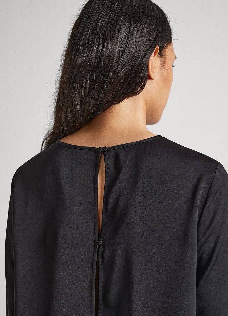 PEPE JEANS Katrina Shirt - Chemisier croisé en satin Femme noir Photo 4