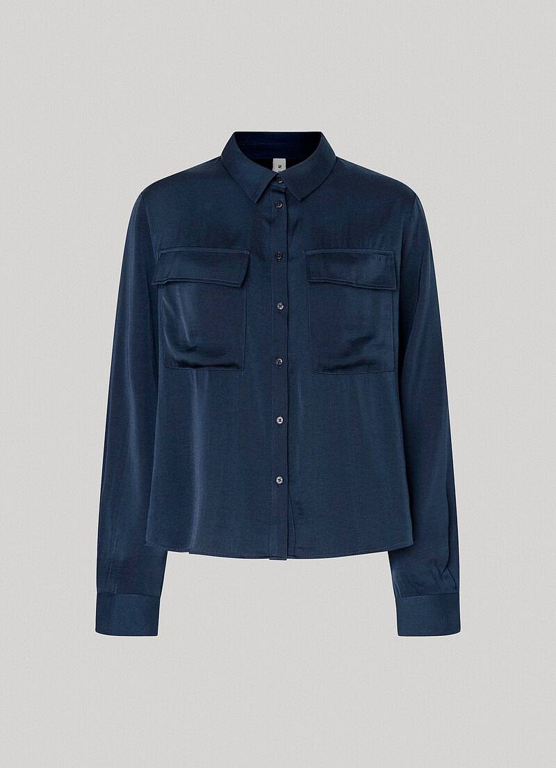 PEPE JEANS Ixone Shirt - Chemise en satin avec poches Femme bleu