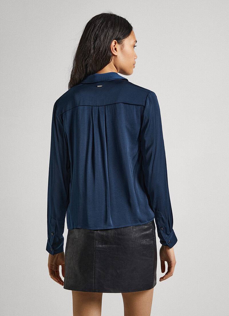 PEPE JEANS Ixone Shirt - Chemise en satin avec poches Femme bleu Photo 3