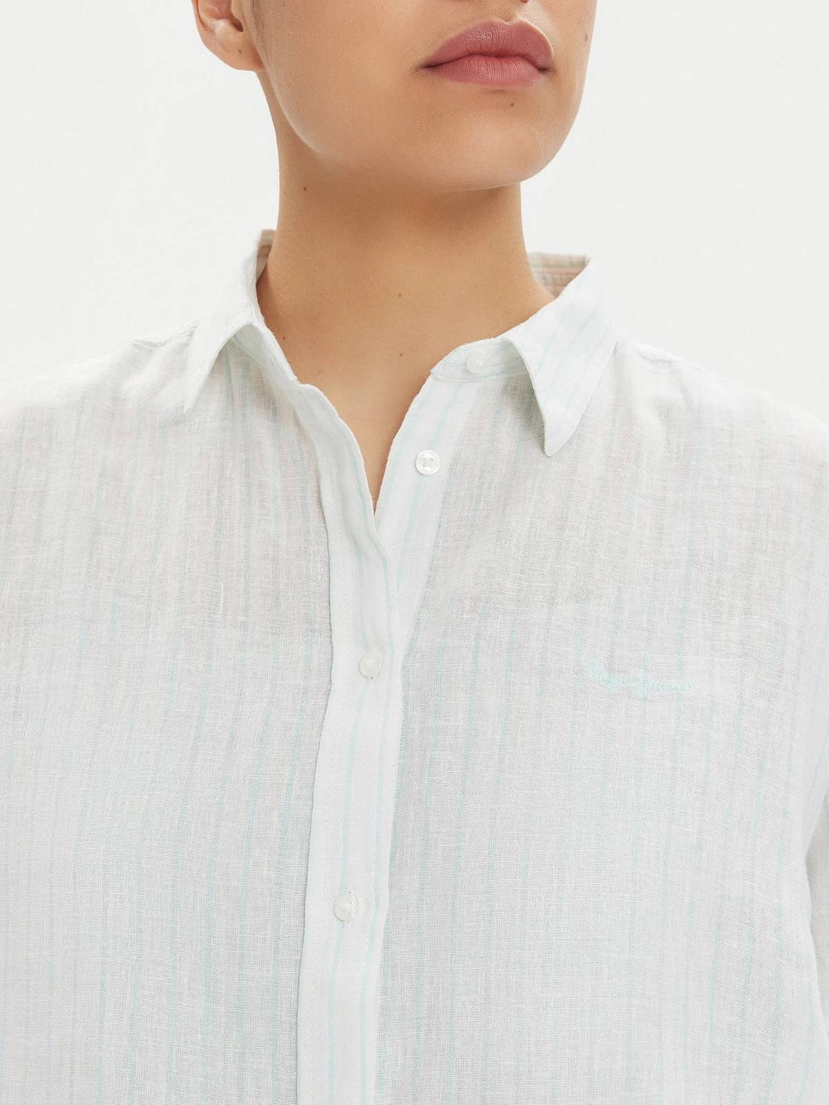 PEPE JEANS Chemise rayée en lin mélangé Femme bleu azur Photo 2