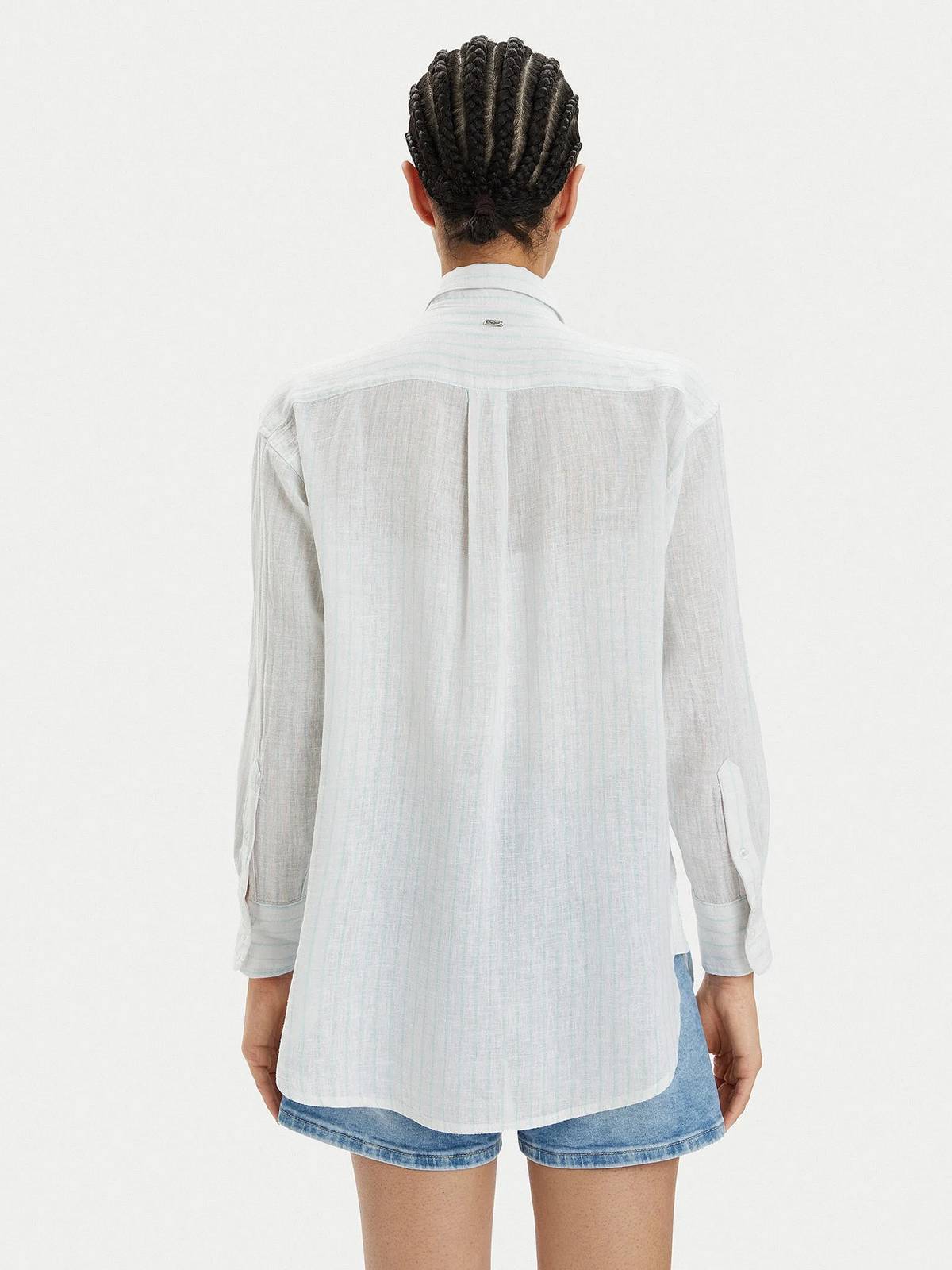 PEPE JEANS Chemise rayée en lin mélangé Femme bleu azur Photo 3