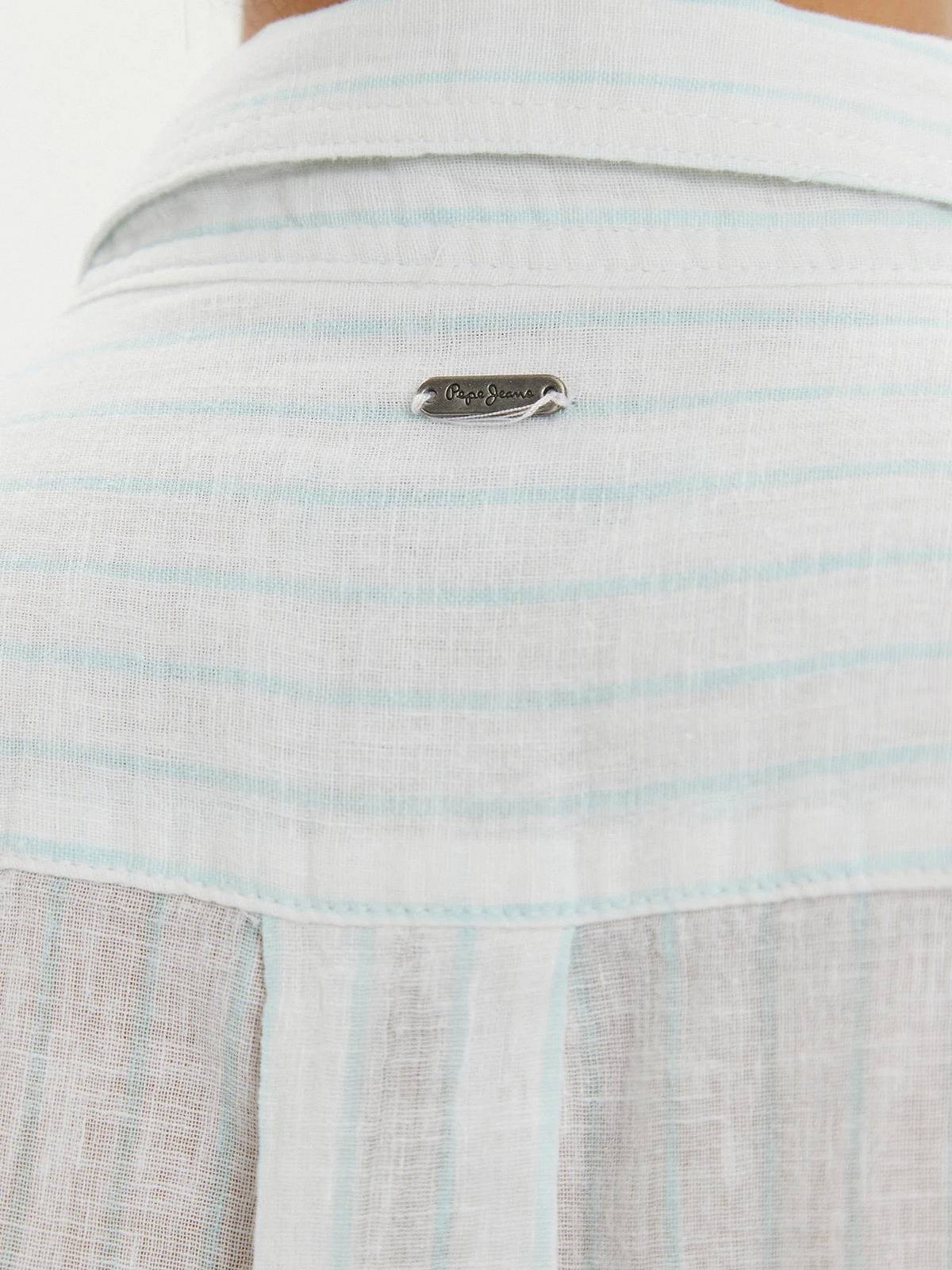 PEPE JEANS Chemise rayée en lin mélangé Femme bleu azur Photo 4