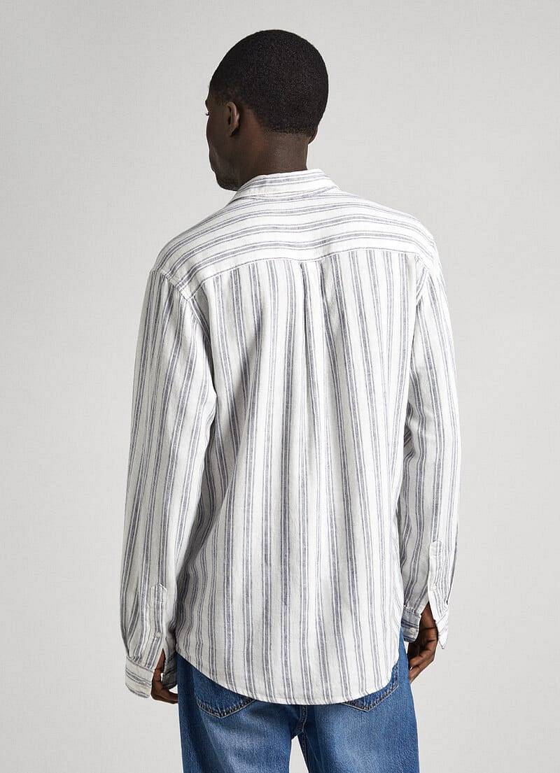 PEPE JEANS Camicia lino righe PRIXTON Uomo bianco Foto 4