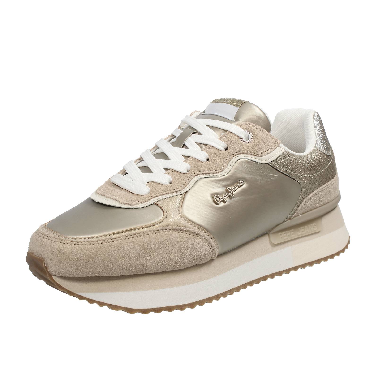 Pepe Jeans Rusper Shine - Sneakers In Pelle Sabbia - Donna Scarpe Sneakers - Imagen 4 de 4