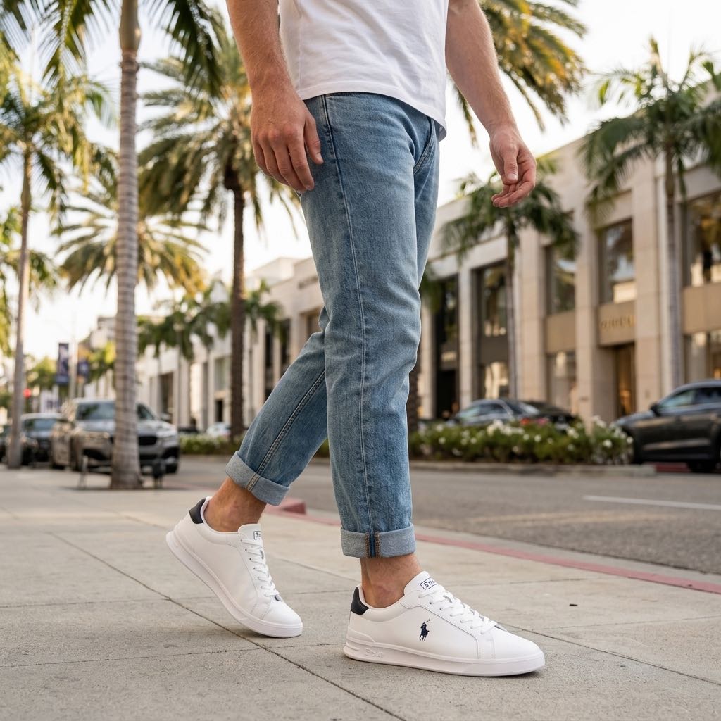 RALPH LAUREN Heritage Court - Low-Top Leather Sneakers Man white Photo 2