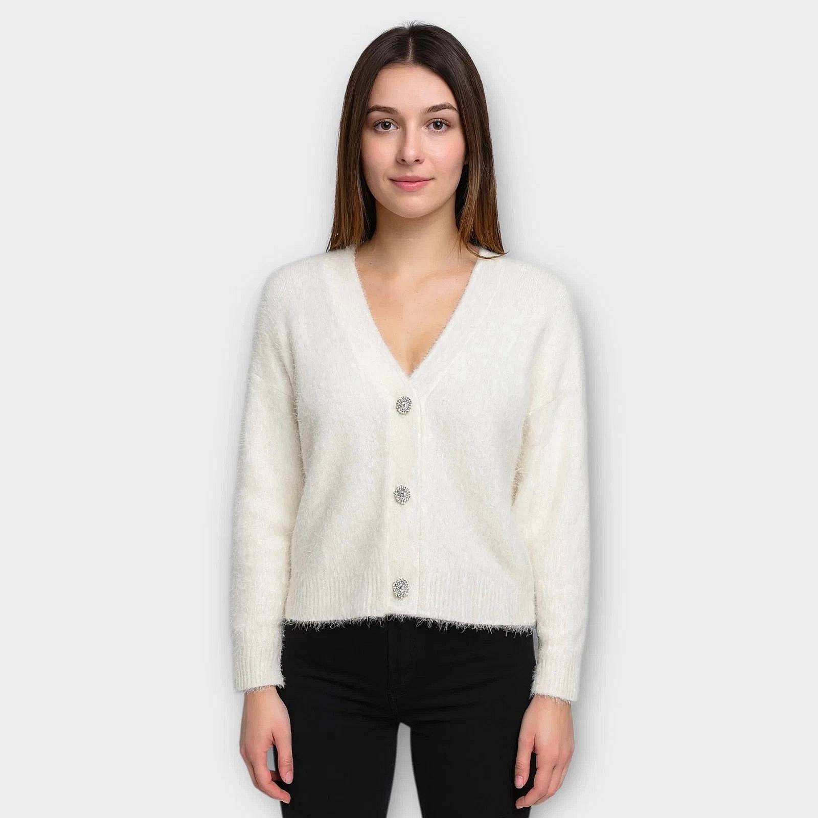 BLASH Cardigan à boutons Femme blanc