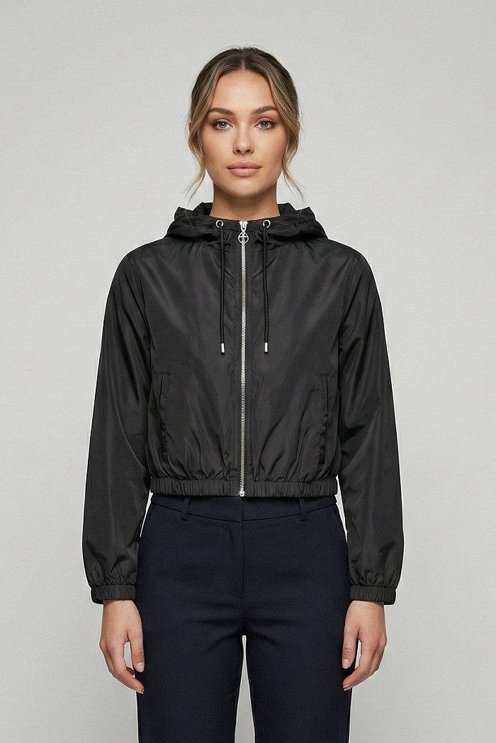BLASH veste courte en taffetas avec capuchon Femme noir