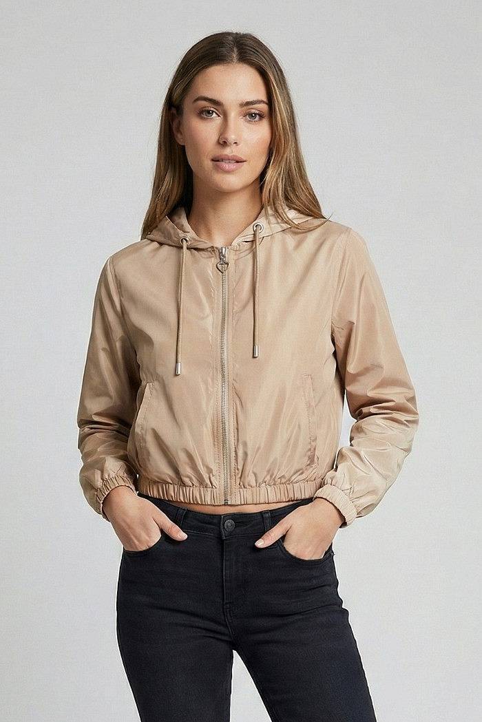 BLASH veste courte en taffetas avec capuchon Femme sable