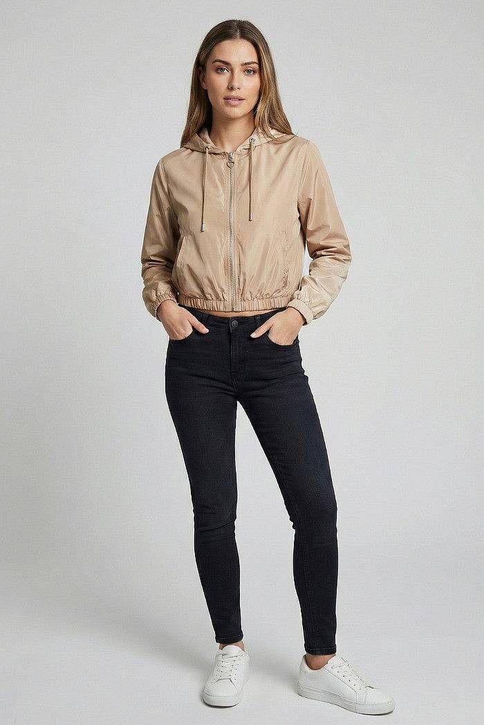 BLASH veste courte en taffetas avec capuchon Femme sable Photo 3