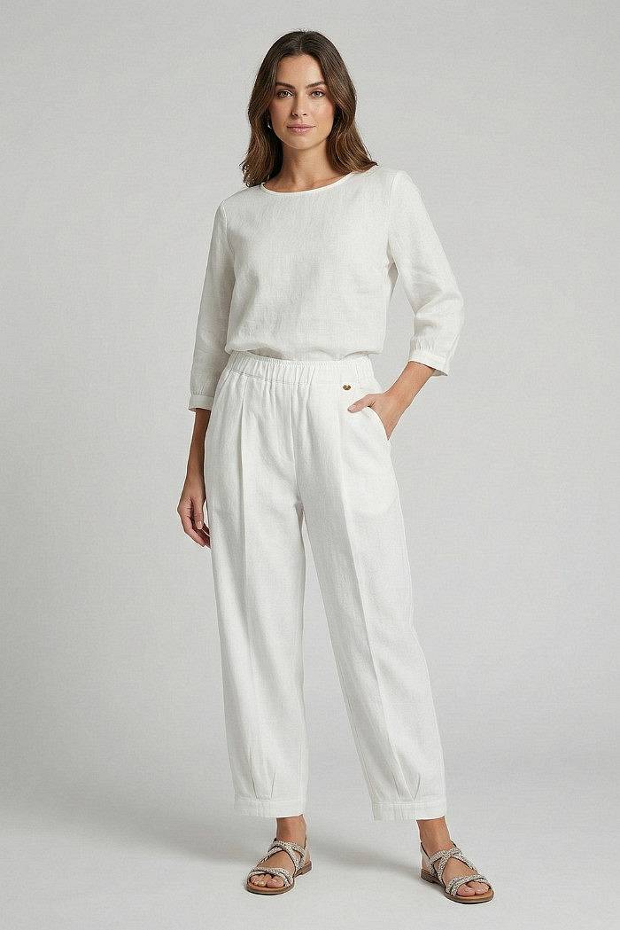 BLASH Pantalon ballon en coton Femme blanc Photo 3