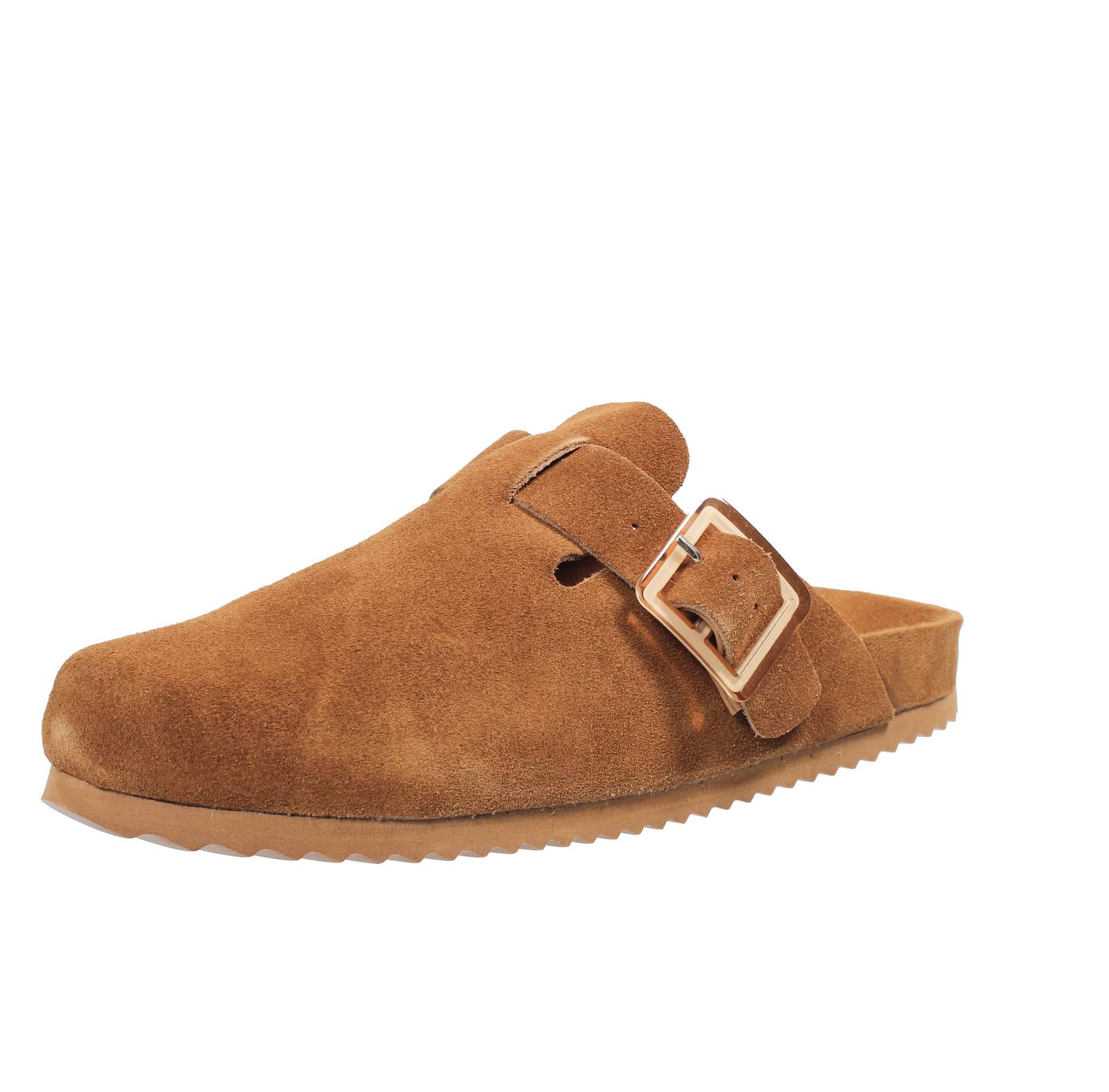 Сабо Калифорнийского цвета из замши Con Fibbia Marrone - Donna Scarpe Ciabatte