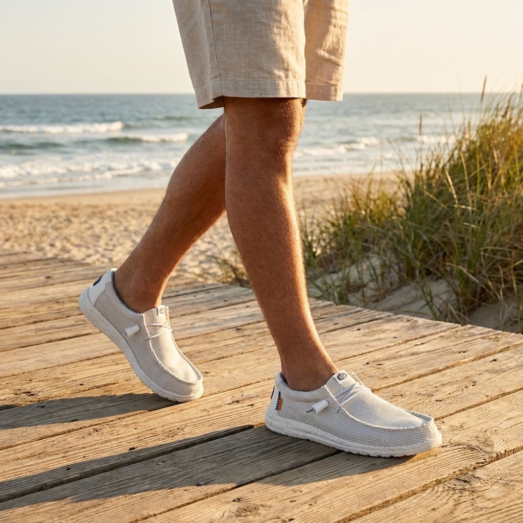 HEY DUDE Wally sport Mesh - Chaussures de bateau Homme blanc Photo 2