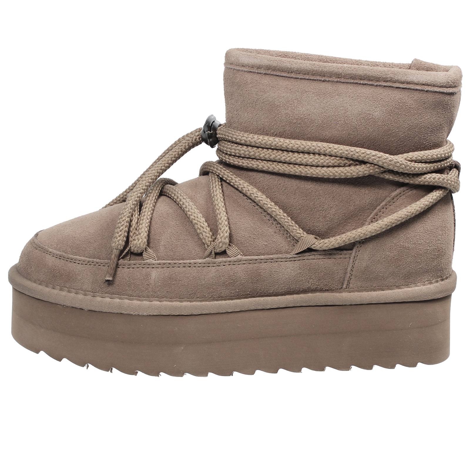 Stivaletti Invernali Colors Of California In Suede TAUPE – Tacco Basso, Punta Tonda, Taglia 36, Stile Moderno